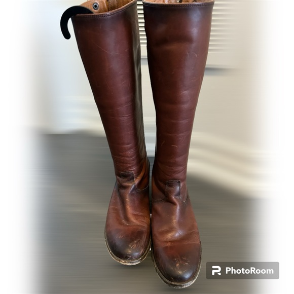 FRYE MELISSA BUTTON BACK ZIP RIDING BOOT IN COGNAC SIZE 6.5 - Picture 2 of 6